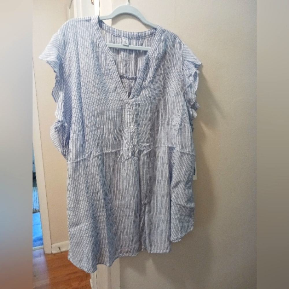 Old Navy blouse; size 4xl; navy striped